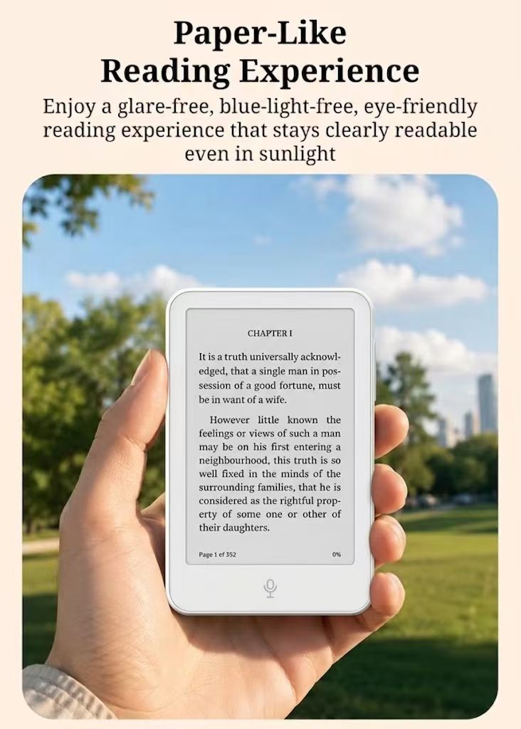 S1 Pocket Reader held outside in bright daylight